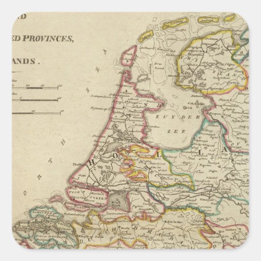 Holland oder die sieben Vereinigten Provinzen Quadratischer Aufkleber (Vorderseite)
