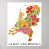 Holland Province Map Bohemisch Patchwork Style Poster (Vorne)