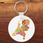 Holland Province Map Bohemisch Patchwork Style Schlüsselanhänger (Vorderseite)