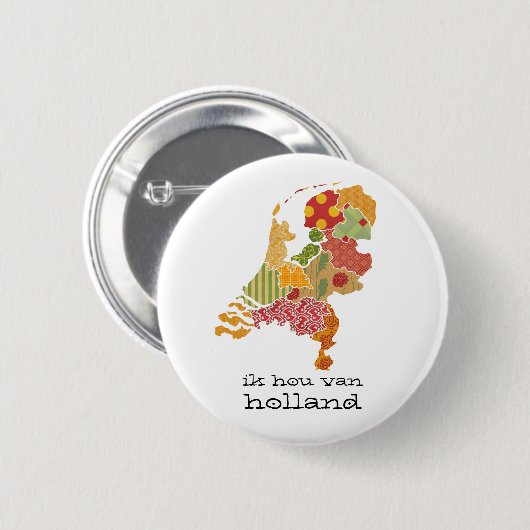 Holland-Provinz-Karten-Bohemische Patchwork-Art Button (Vorne & Hinten)