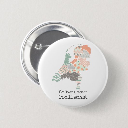 Holland-Provinz-Karten-geometrische Patchwork-Art Button (Vorne & Hinten)
