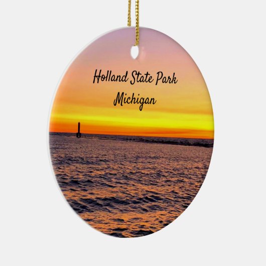 Holland Staat Park Michigan Pier Sunset Keramik Ornament (Rechts)
