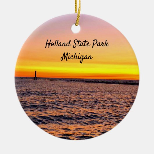 Holland Staat Park Michigan Pier Sunset Keramik Ornament (Vorne)