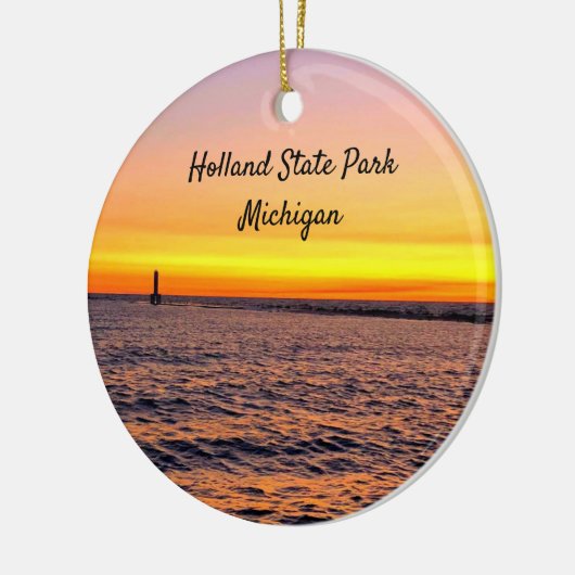Holland Staat Park Michigan Pier Sunset Keramik Ornament (Links)