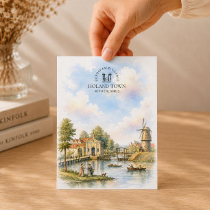 Holland Stadt, niederländische Aquarell-Landschaft Feiertagspostkarte