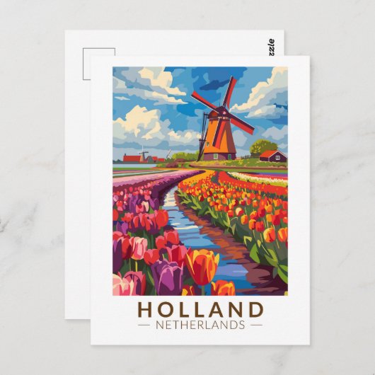 Holland Travel Art Vintag Postkarte (Vorne/Hinten)