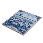 Holland tulips Delft Blue style ceramic tile Fliese (Seite)