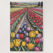 Holland Tulips Field Tulip Art Puzzle (Vertikal)