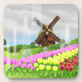 Holland Tulips im Regen Untersetzer (Vorderseite)