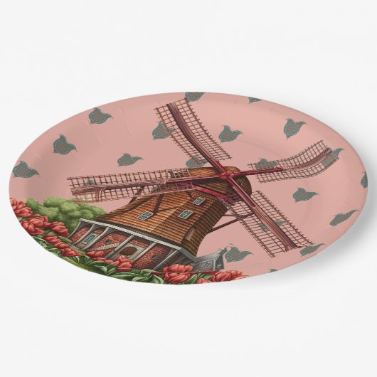 Holland Tulips Paper Plate Pappteller (Schrägansicht)