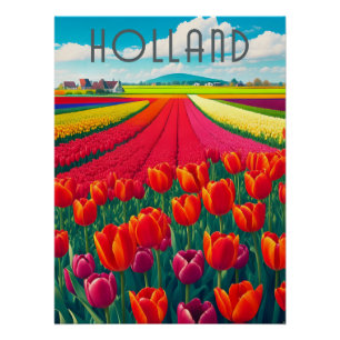 Holland Tulpenfelder Reiseplakat Poster