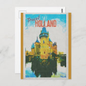 Holland Vintag Castle Retro Travel Postkarte (Vorne/Hinten)