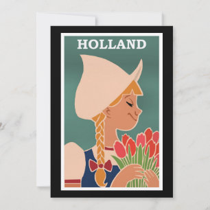 Holland, Vintage-Plakat, niederländisches Mädchen  Karte