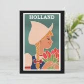 Holland, Vintage Poster, niederländisches Mädchen Karte (Stehend Vorderseite)