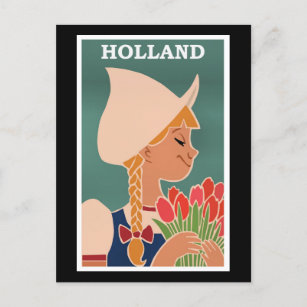 Holland, Vintage Poster, niederländisches Mädchen  Postkarte