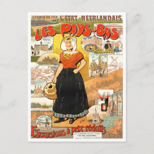 Holland Vintage Reise Postkarte (Vorderseite)