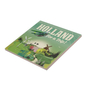 Holland Vintage-Reiseposter im Stil der Vergangenh Fliese
