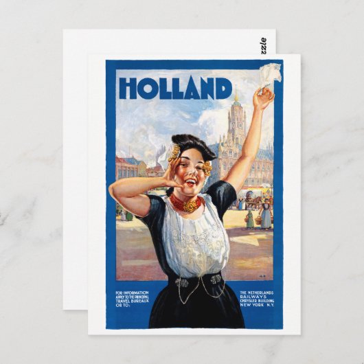 Holland - Vintage Travel Poster Postkarte (Vorne/Hinten)
