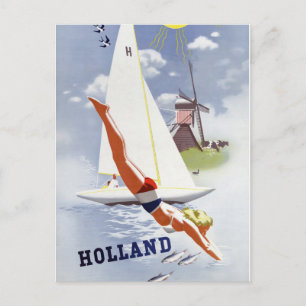 Holland Vintage Travel Poster wiederhergestellt Postkarte