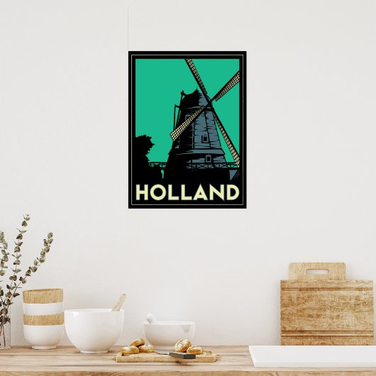 Holland Windmill europe art Deko Retroposter (Küche)