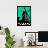 Holland Windmill europe art Deko Retroposter (Heimbüro)