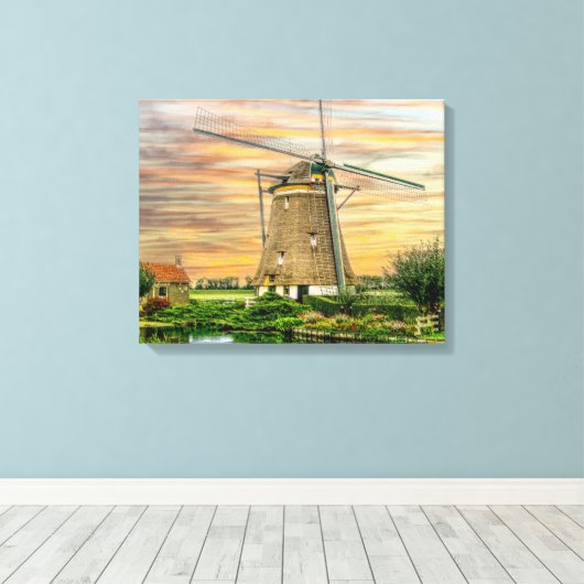 Holland Windmill Leinwanddruck (Insitu (Holzboden))