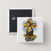 Holland-Windmühlen-Reiseposter Button (Vorne & Hinten)