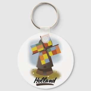 Holland-Windmühlen-Reiseposter Schlüsselanhänger