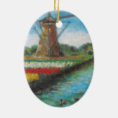 Holland-Windmühlen-Tulpe fängt Malerei auf Keramikornament (Hinten)
