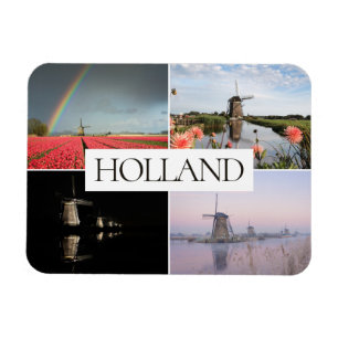 Holland-Windmühlenlandschaftsreise-Fotocollage Magnet