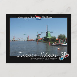Holland Zaanse Schans Windmil 3D Anaglyph Postcard Postkarte