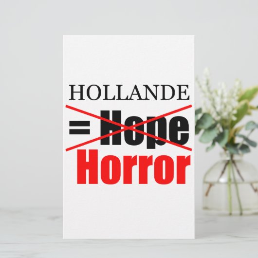 Hollande Not Hope = Horror - Stationierung Briefpapier (Stehend Vorderseite)
