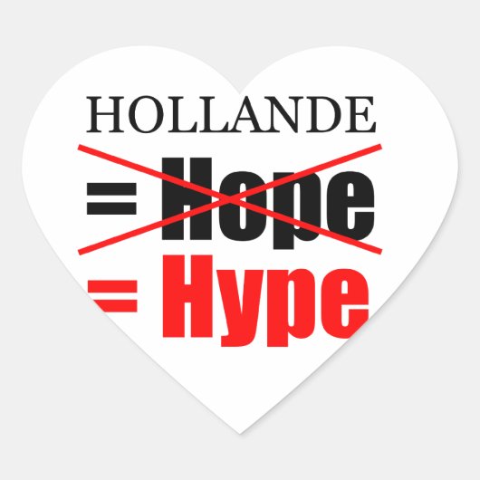 Hollande Not Hope = Hype !!!!!! Herz-Aufkleber (Vorderseite)