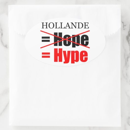 Hollande Not Hope = Hype !!!!!! Ovaler Aufkleber (Tasche)