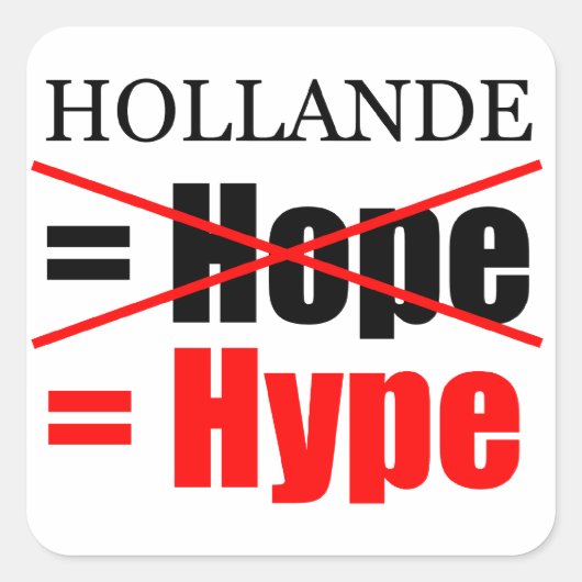 Hollande Not Hope = Hype !!!!!! Quadratischer Aufkleber (Vorderseite)