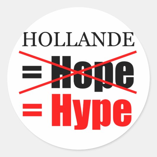 Hollande Not Hope = Hype !!!!!! Runder Aufkleber (Vorderseite)