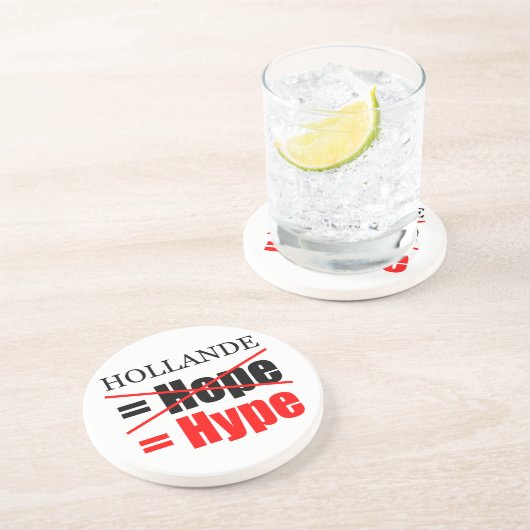 Hollande Not Hope = Hype !!!!!! Sandstein Untersetzer (Seite)