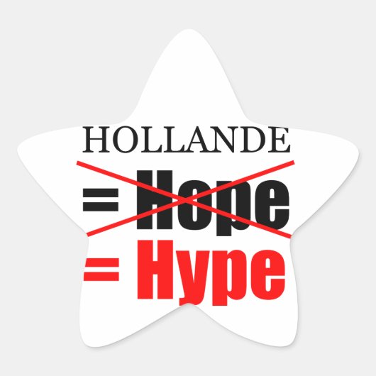 Hollande Not Hope = Hype !!!!!! Stern-Aufkleber (Vorderseite)