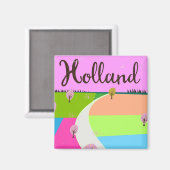 Holländer Felder Reiseplakat Magnet (Vorderseite/Rückseite)