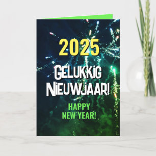 Holländisch 2025 glückliches neues Jahr Textdown Feiertagskarte