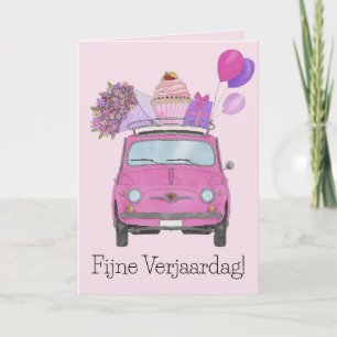 Holländisch Birthday Retro Fiat 500 Card Karte