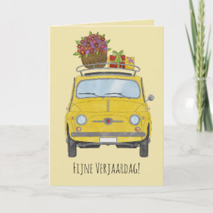 Holländisch Birthday Retro Fiat 500 Card Karte