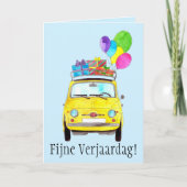 Holländisch Birthday Retro Fiat 500 Card Karte (Vorderseite)