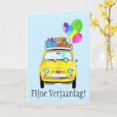 Holländisch Birthday Retro Fiat 500 Card Karte (Gelbe Blume)