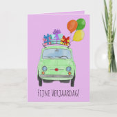 Holländisch Birthday Retro Fiat 500 Card Karte (Vorderseite)