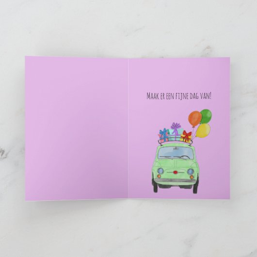 Holländisch Birthday Retro Fiat 500 Card Karte (Innenseite)