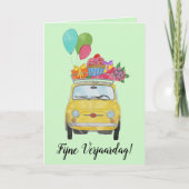 Holländisch Birthday Retro Fiat 500 Card Karte (Vorderseite)