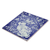 Holländisch Blue Rabbit Bird Floral Foliage Trivet Fliese (Seite)