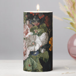 Holländisch Floral Hollyhocks Flameless Candle Stumpenkerze