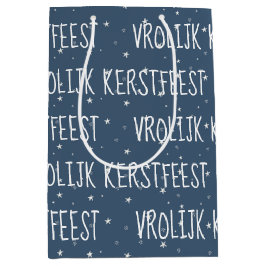 Holländisch frohe Weihnachten auf Schneeflocken Mittlere Geschenktüte